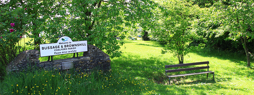 Bench and Sign